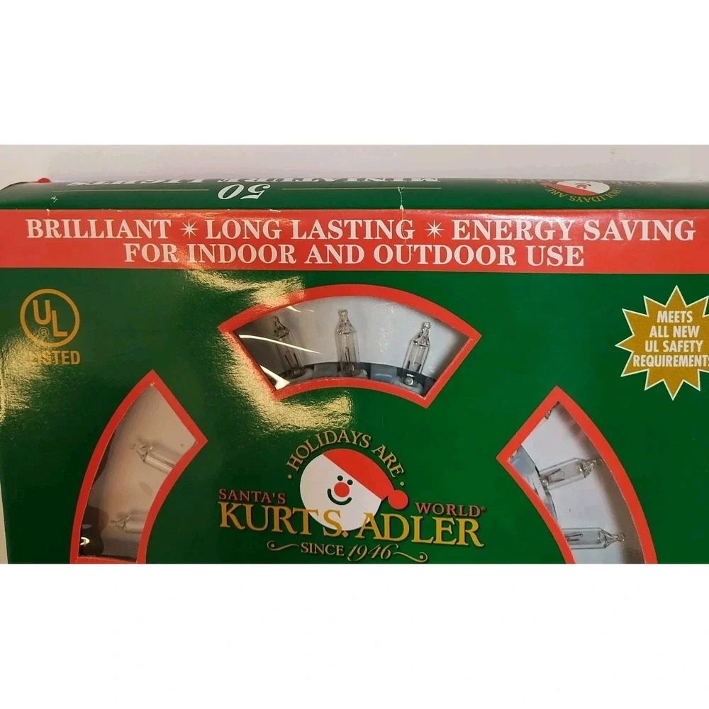Kurt Adler 50‎ Miniature Christmas String Lights Clear Vintage
